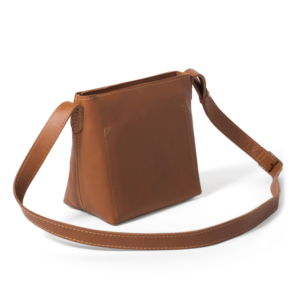 Antelo Luna prism midi leather crossbody Cider Tan